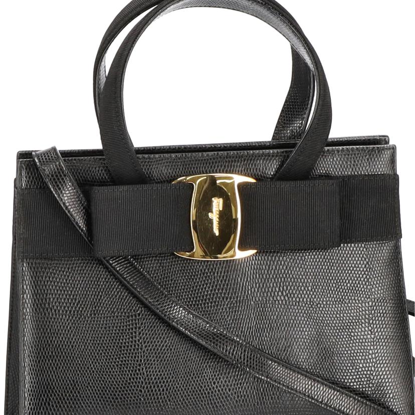 Ferragamo サルヴァトーレフェラガモ ファラガモ バッグ ブランドバッグ 斜め掛け ハンドバッグ レディース ブラック 黒 ゴールド/ヴァラリボン2WAYショルダー/BA21//4178/ABランク/75