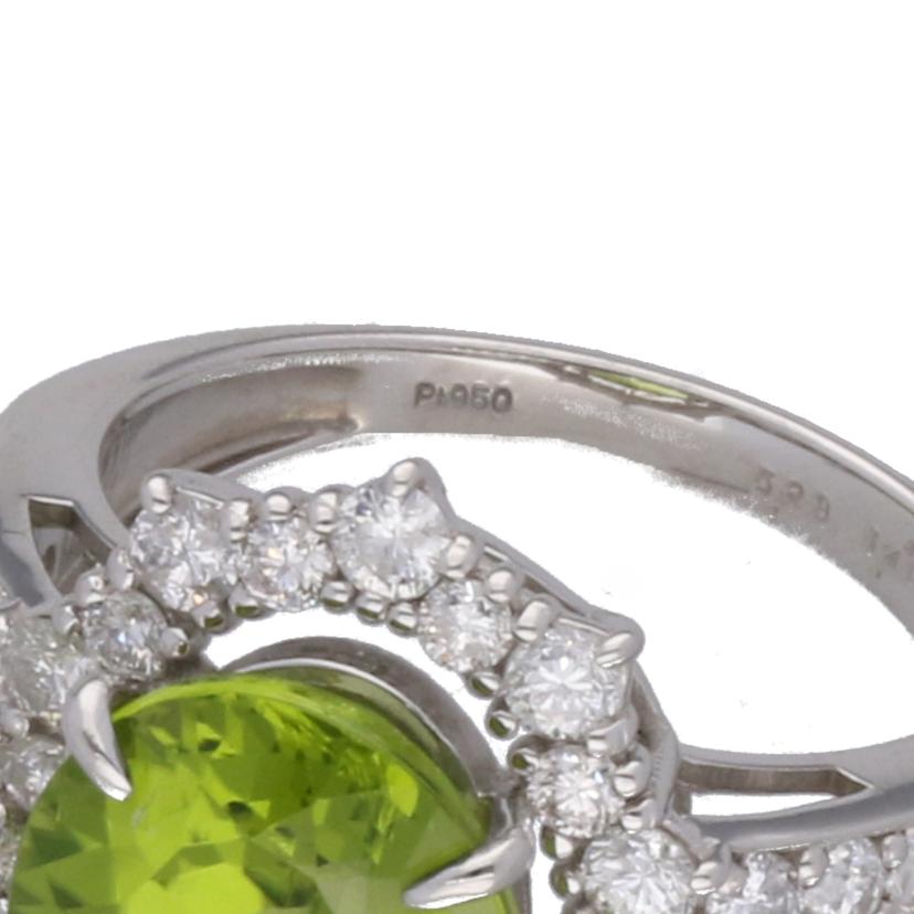 / ◎ Pt950ペリドットダイヤリング5.23/D1.40ct//Aランク/75