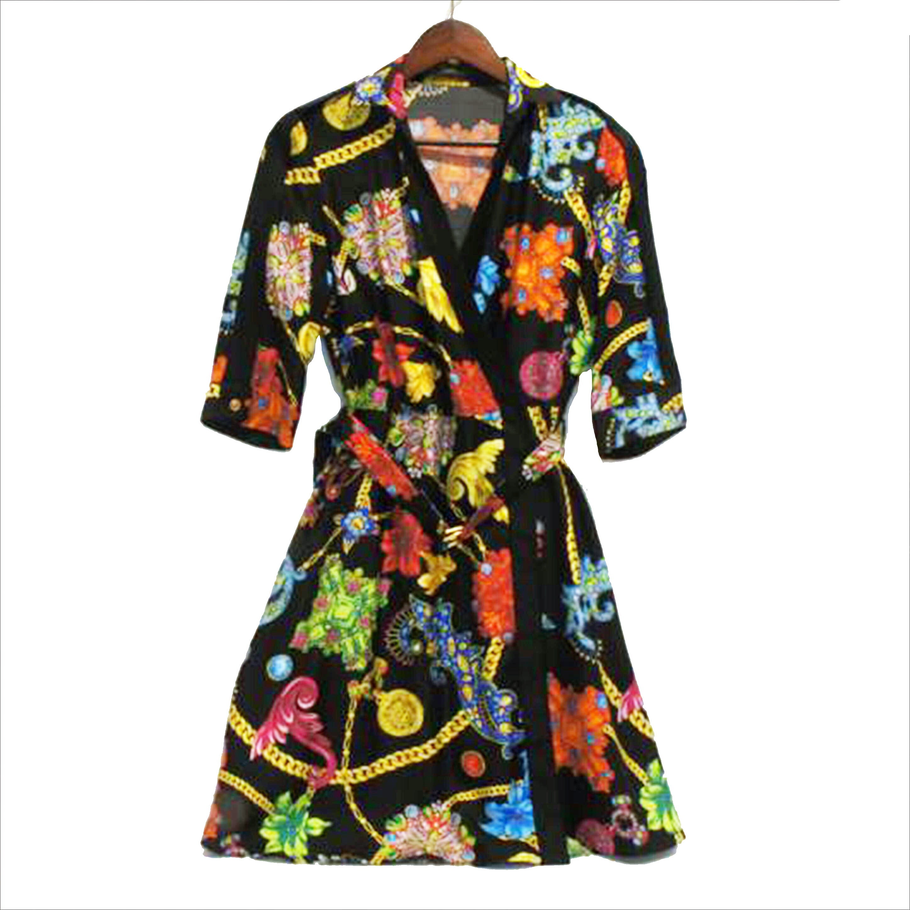 VERSACE ヴェルサーチ/総柄シャツワンピシルク100%//Aランク/92