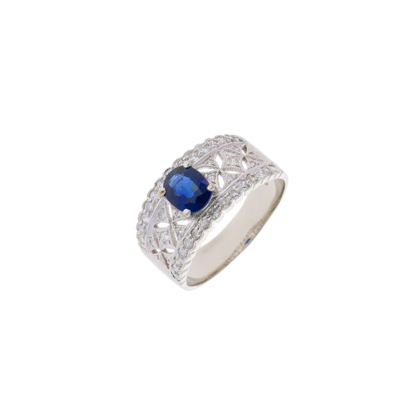 / Pt900サファイアダイヤリング0.96/D0.60ct//Aランク/75