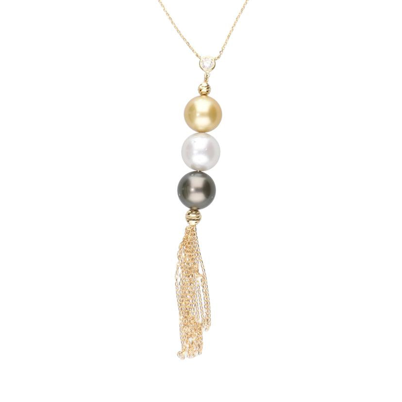/◎ K18パールダイヤネックレス0.248ct//Aランク/75