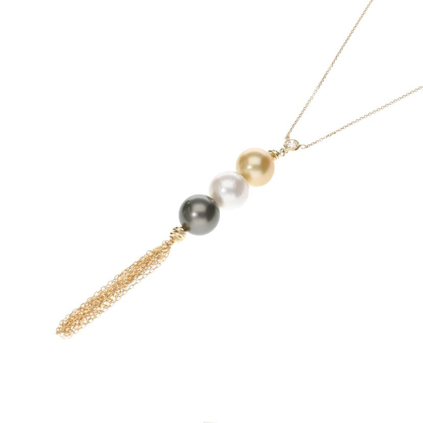 /◎ K18パールダイヤネックレス0.248ct//Aランク/75