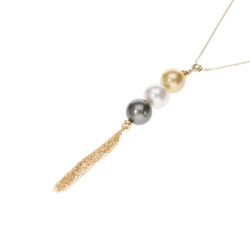 /◎ K18パールダイヤネックレス0.248ct//Aランク/75