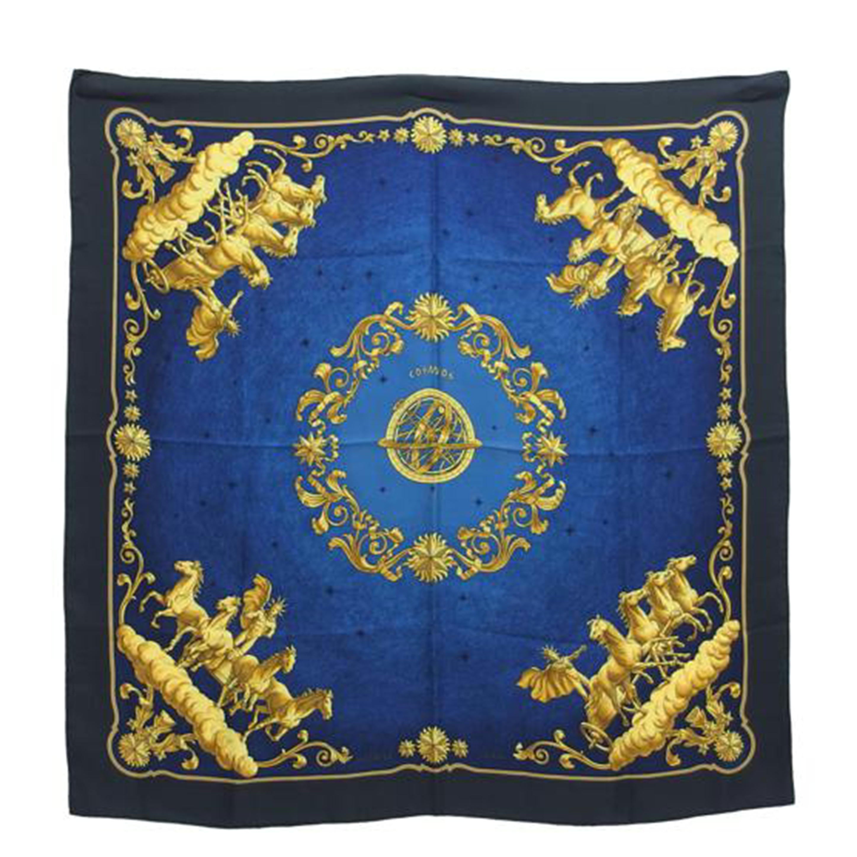 HERMES エルメス COSMOS 馬柄 ペガサス 大判/カレ90シルクスカーフ/コスモス宇宙観//ABランク/04