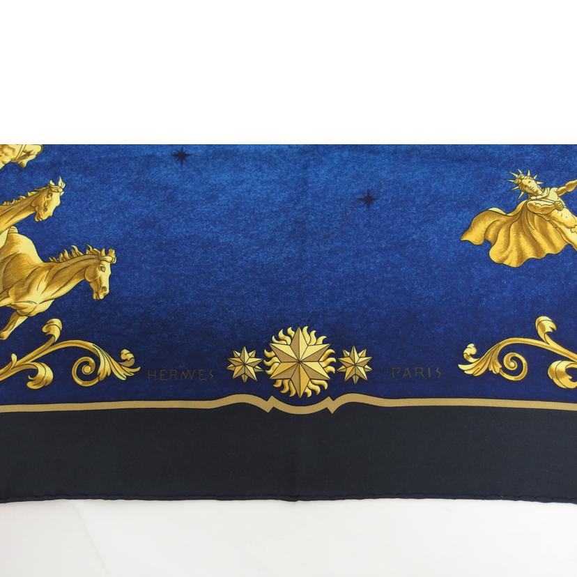 HERMES エルメス COSMOS 馬柄 ペガサス 大判/カレ90シルクスカーフ/コスモス宇宙観//ABランク/04