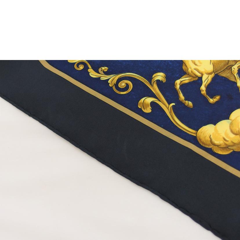 HERMES エルメス COSMOS 馬柄 ペガサス 大判/カレ90シルクスカーフ/コスモス宇宙観//ABランク/04