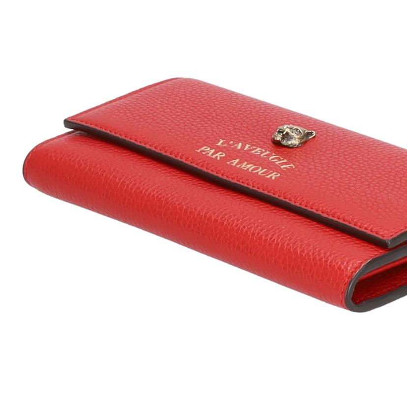 GUCCI グッチ 財布 ブランド財布 小物 長財布 ロングウォレット レザー レディース レッド 赤 ゴールド/アニマリエコンチネンタルウォレット/レッド/451364//496334/Aランク/75