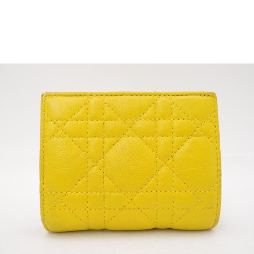 ChristianDior クリスチャンディオール コンパクト財布 黄色 レザー レディース/カロカナージュ二つ折り財布/イエロー/S5137URU//MA1***/ABランク/69