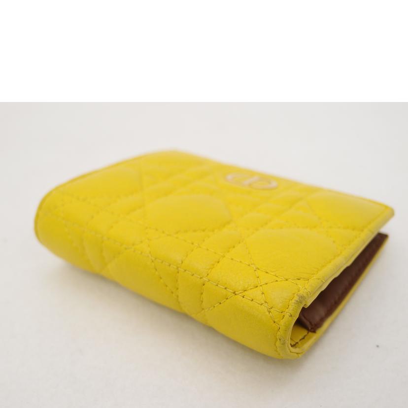 ChristianDior クリスチャンディオール コンパクト財布 黄色 レザー レディース/カロカナージュ二つ折り財布/イエロー/S5137URU//MA1***/ABランク/69