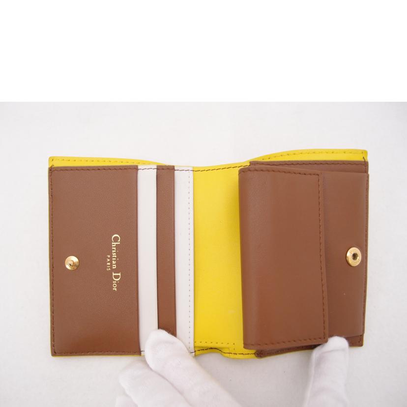 ChristianDior クリスチャンディオール コンパクト財布 黄色 レザー レディース/カロカナージュ二つ折り財布/イエロー/S5137URU//MA1***/ABランク/69