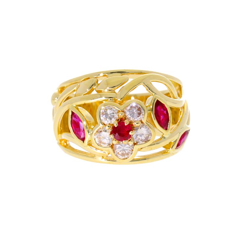/ ◎K18ルビーダイヤリング0.91/D0.68ct//Aランク/75