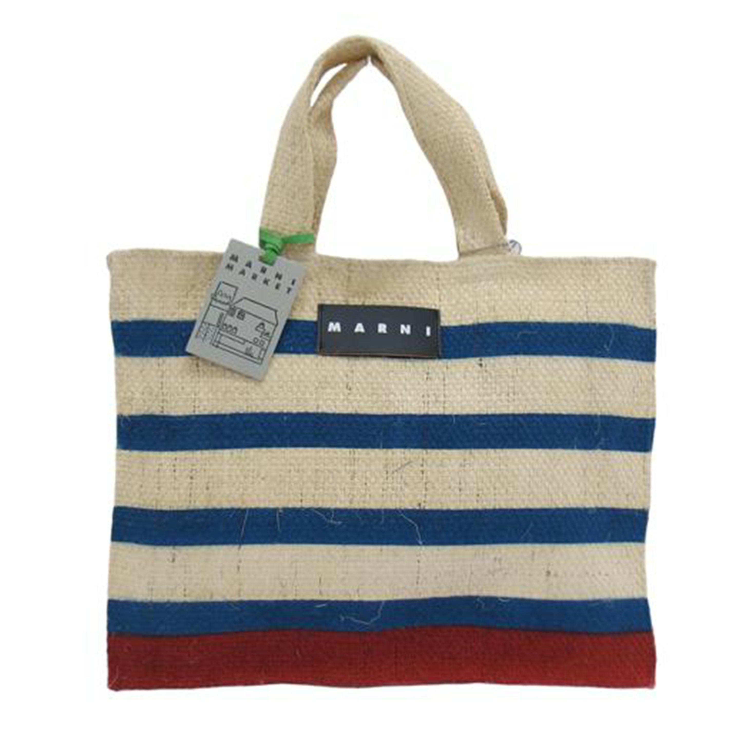 MARNI マルニ 麻バッグ ストローバッグ トートバッグ/カナパ/ショッピングバッグ/ボーダー/SHMH0003M0 RF083//ABランク/04