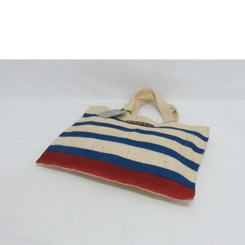 MARNI マルニ 麻バッグ ストローバッグ トートバッグ/カナパ/ショッピングバッグ/ボーダー/SHMH0003M0 RF083//ABランク/04