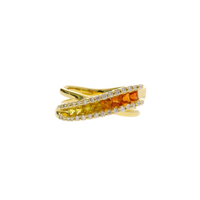 / K18色石ダイヤリング0.70/D0.20ct//Aランク/75