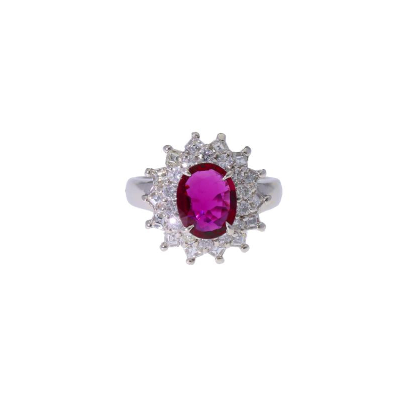 / ◎ Pt850ルビーダイヤリング1.34/D0.84ct//Aランク/75