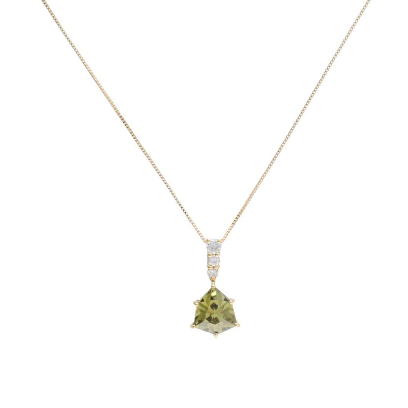 / K18ペリドットダイヤネックレス2.18/D0.16ct//Aランク/75
