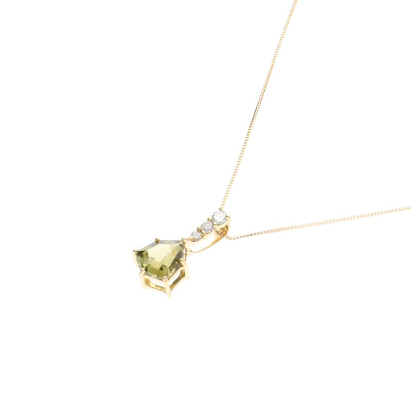 / K18ペリドットダイヤネックレス2.18/D0.16ct//Aランク/75