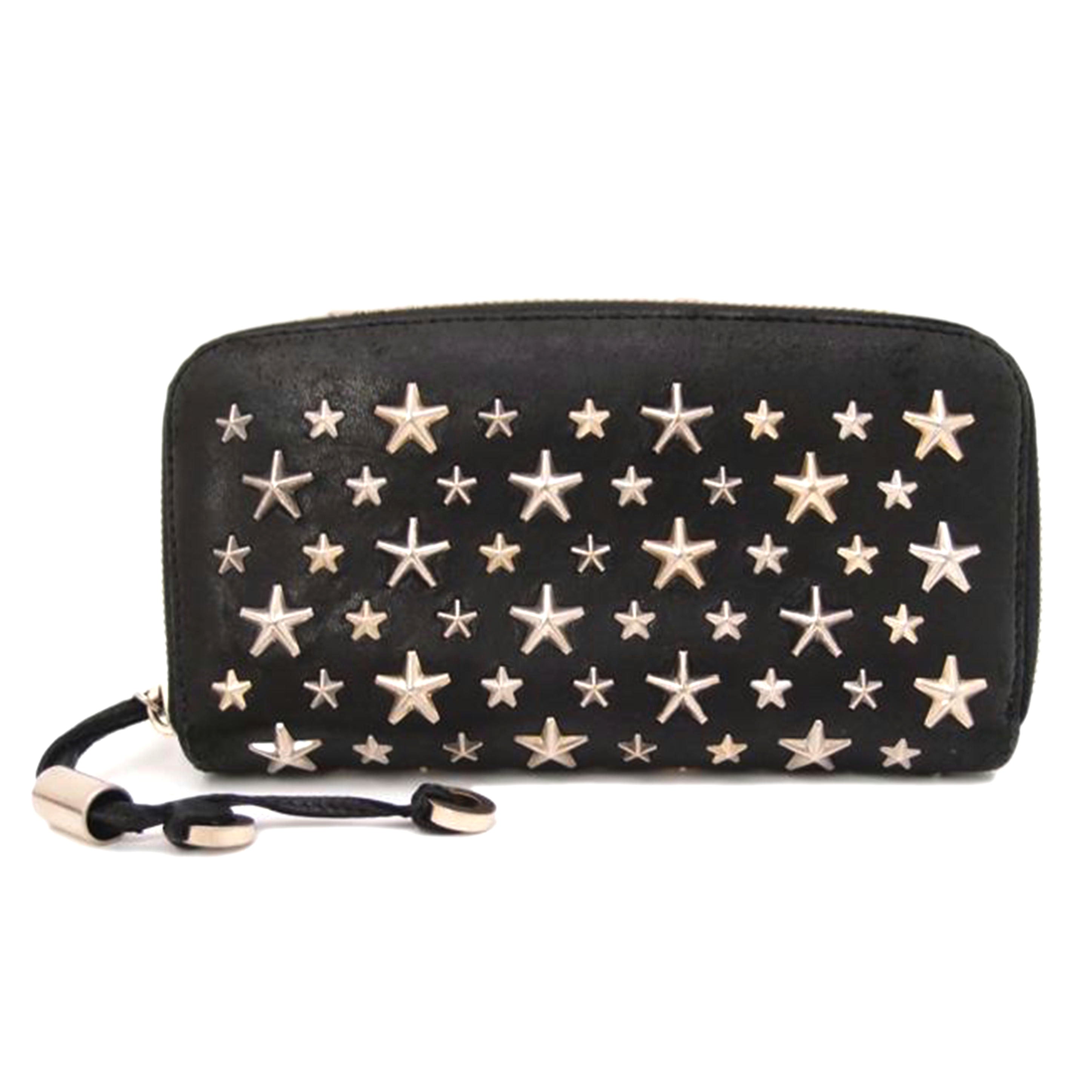 JIMMY CHOO ジミーチュウ 財布 メンズ 黒/スタースタッズ・ラウンドファスナー長財布//YYNRMC/ABランク/69