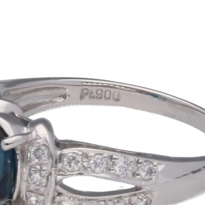 / ◎ Pt900インディゴライトダイヤリング 1.36/D0.30ct//Aランク/75