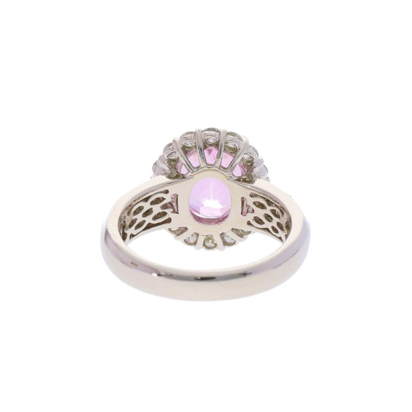 / Pt900クンツァイトダイヤリング3.37/D0.80ct//Aランク/75