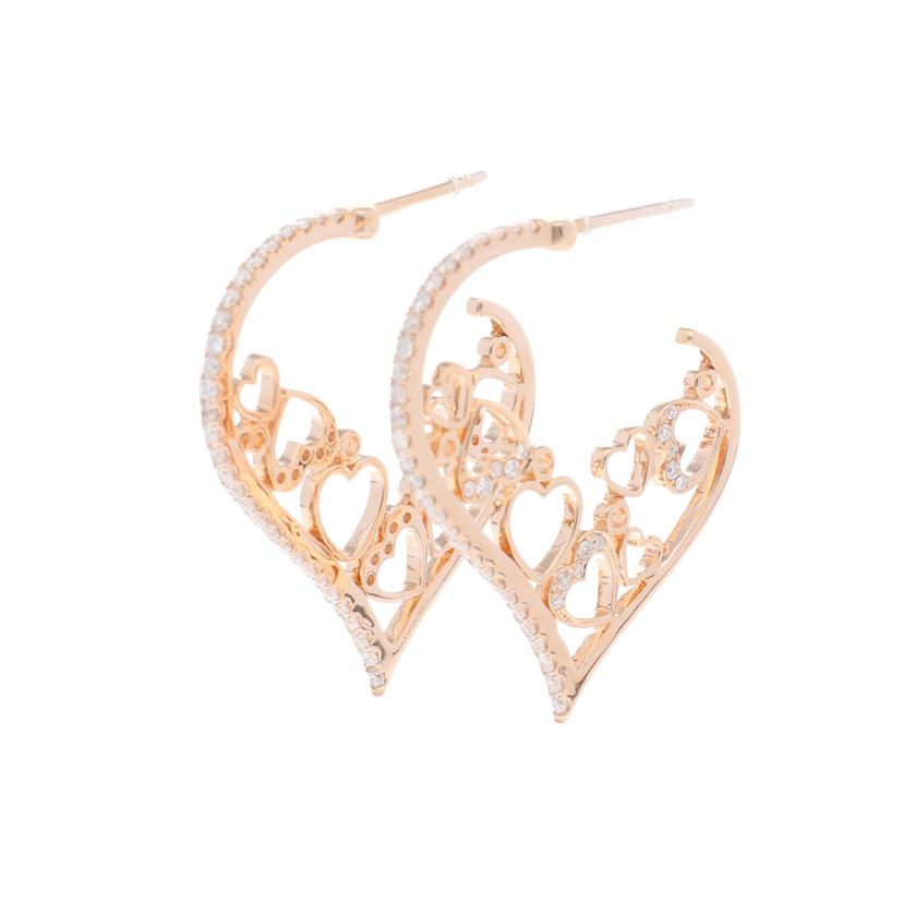 /◎ K18 ダイヤハートピアス 0.372ct×2//Aランク/75