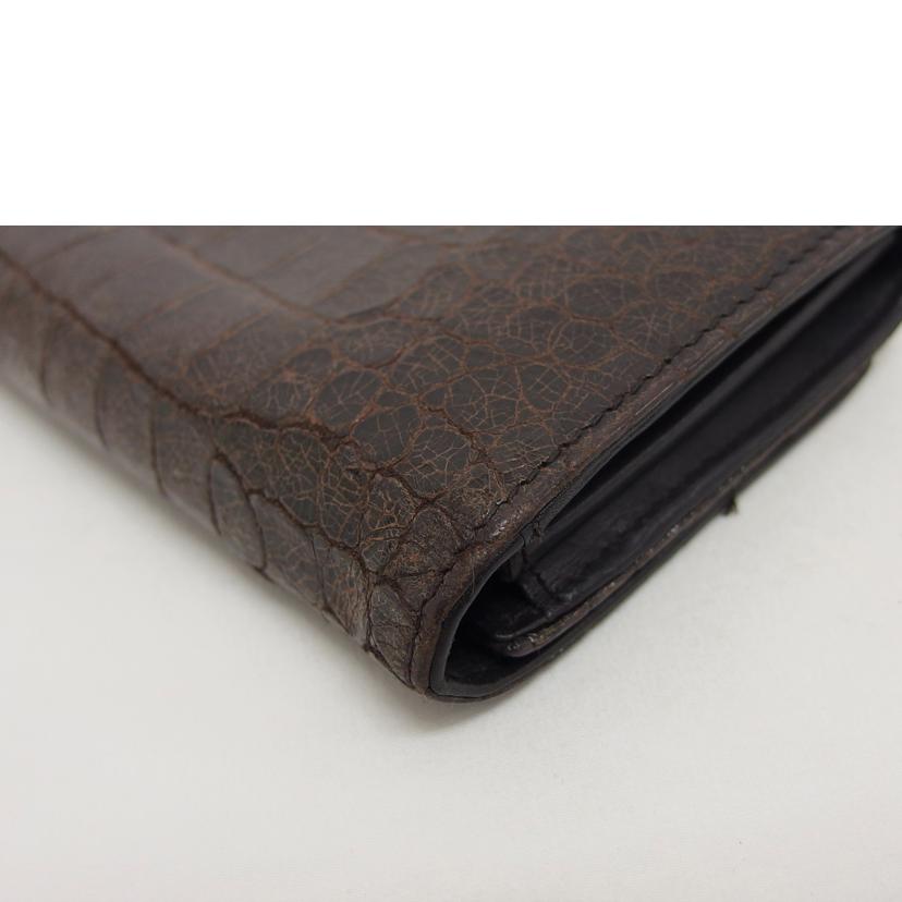 miu miu ミュウミュウ/クロコ型押しレザー/Wホック長財布/ブラウン//Bランク/04