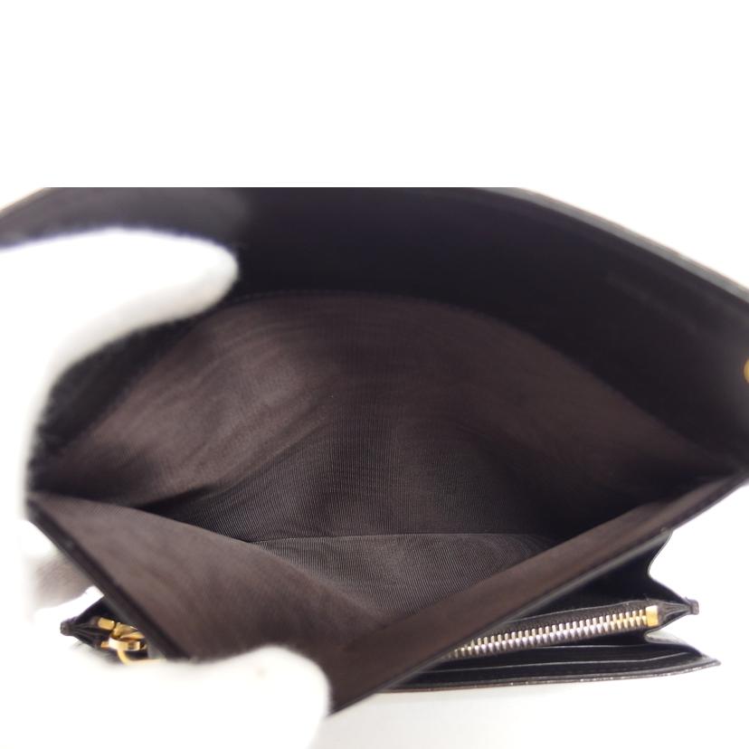 miu miu ミュウミュウ/クロコ型押しレザー/Wホック長財布/ブラウン//Bランク/04
