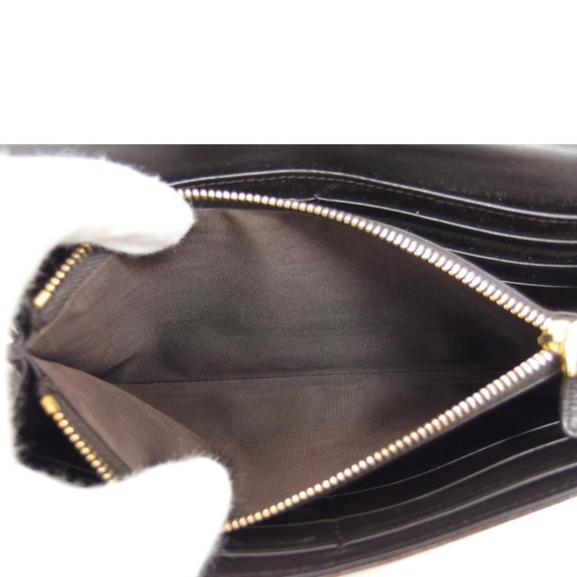 miu miu ミュウミュウ/クロコ型押しレザー/Wホック長財布/ブラウン//Bランク/04