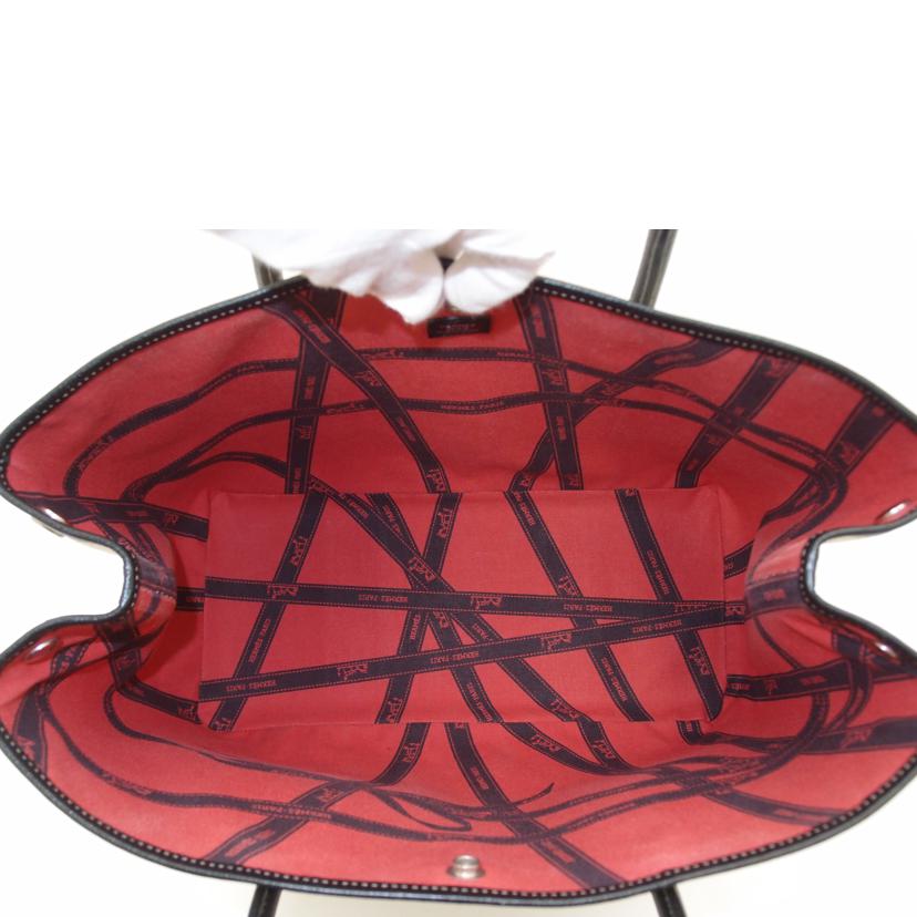 HERMES エルメス トートバッグ トワルアッシュ×ブッフル レッド/ガーデンパーティPM/ボルデュックリボン//2006/ABランク/69