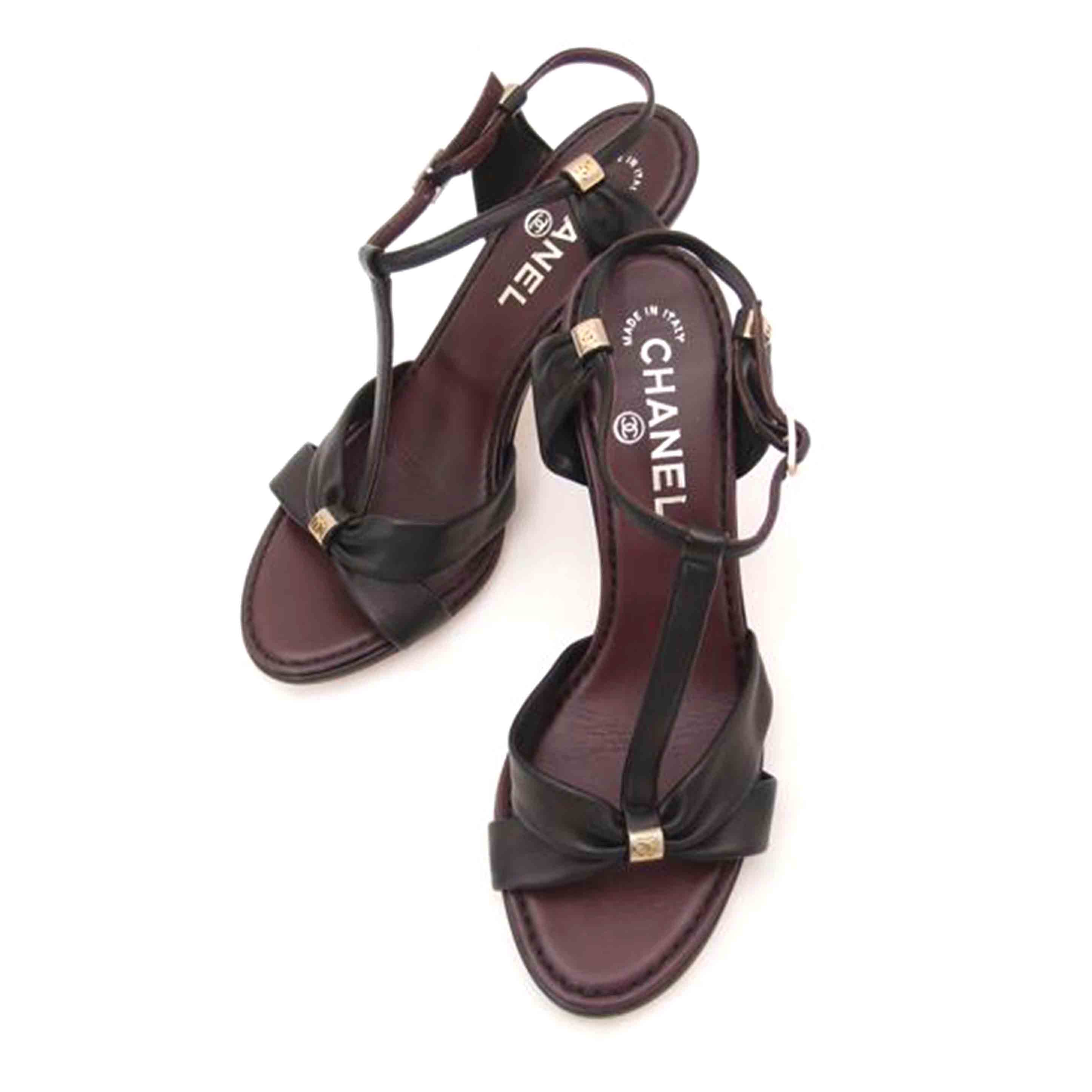 CHANEL シャネル ヒール ストラップ レディース /サンダル/エンジ/37C/162022//Aランク/69