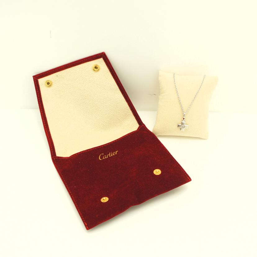 Cartier カルティエ/750WGクロスチャーム/1Pダイヤネックレス//NA4309/Aランク/75