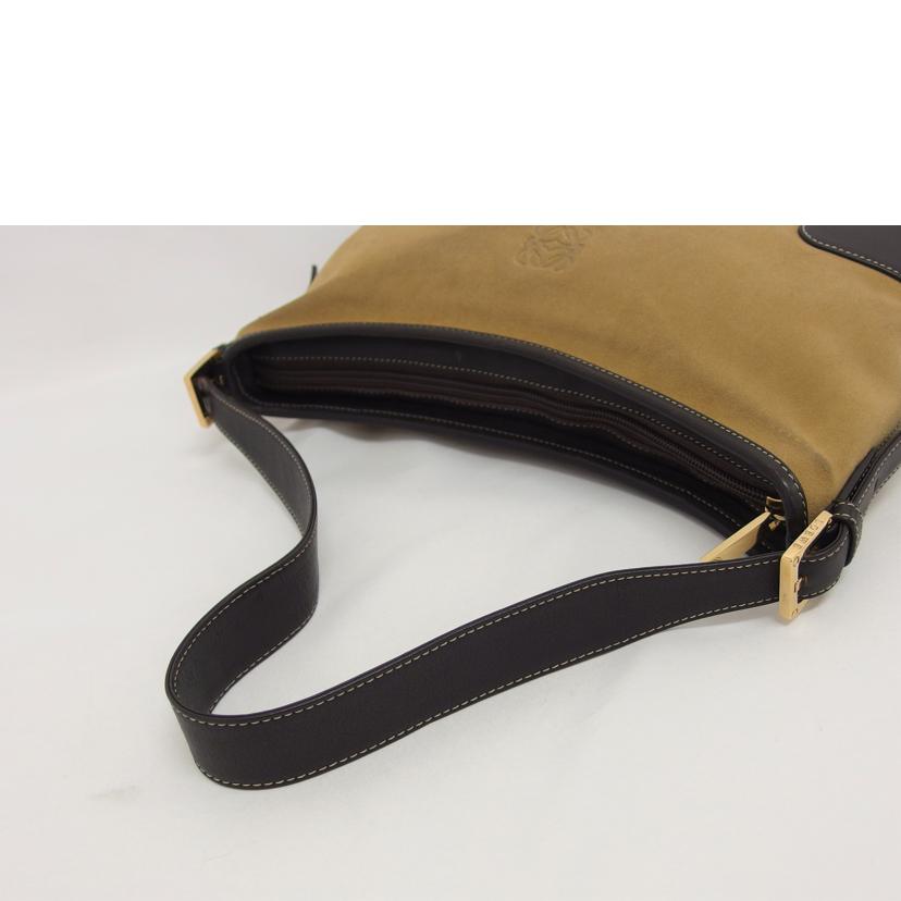 LOEWE ロエベ ハンドバッグ ブラウン ベージュ/アナグラム/スエードワンショルダーバッグ//Bランク/04