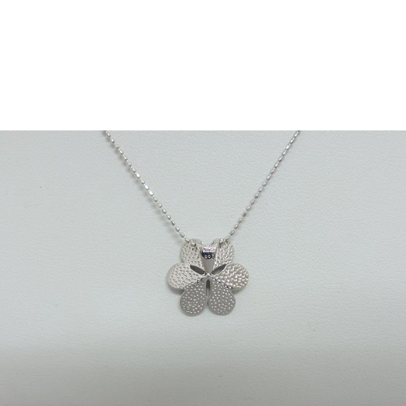 K18WG/K18WGフラワーデザインダイヤネックレス/3.5g//D0.07ct/Aランク/04