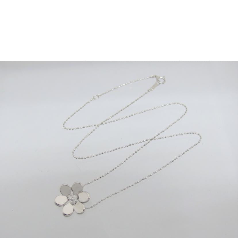 K18WG/K18WGフラワーデザインダイヤネックレス/3.5g//D0.07ct/Aランク/04