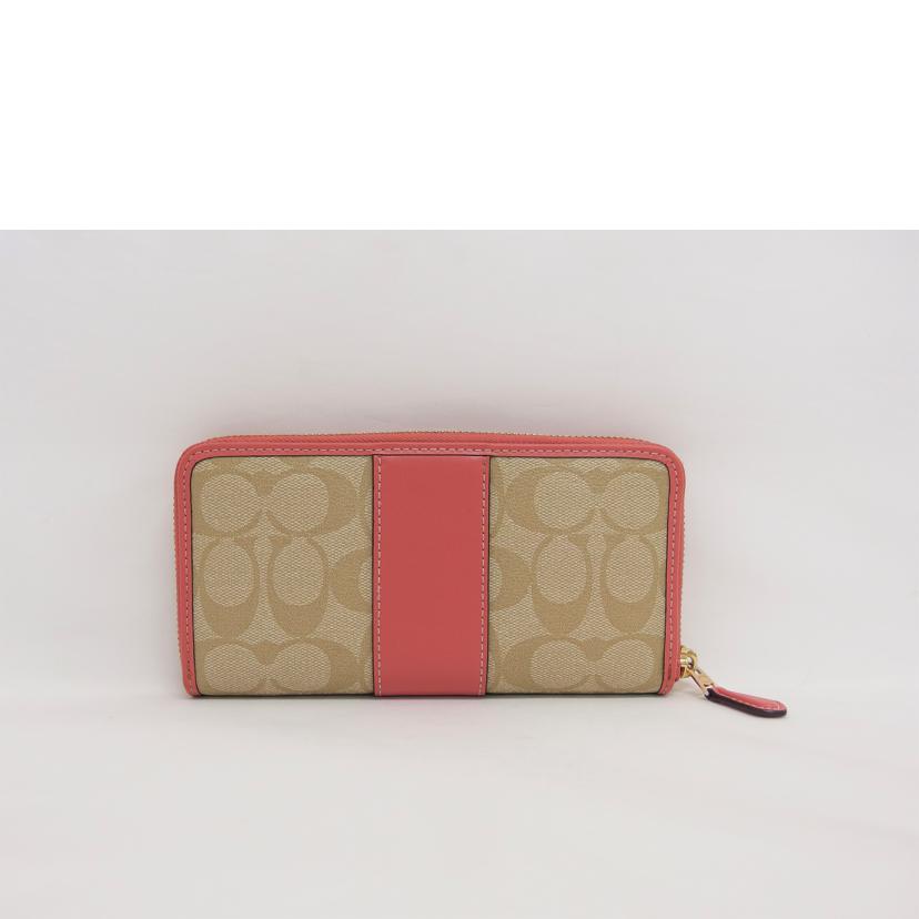 COACH コーチ/PVCシグネチャー/ラウンドファスナー長財布/ベージュ×ピンク/F54630//D18**/ABランク/04