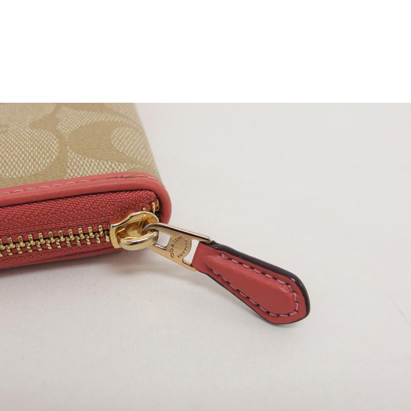 COACH コーチ/PVCシグネチャー/ラウンドファスナー長財布/ベージュ×ピンク/F54630//D18**/ABランク/04