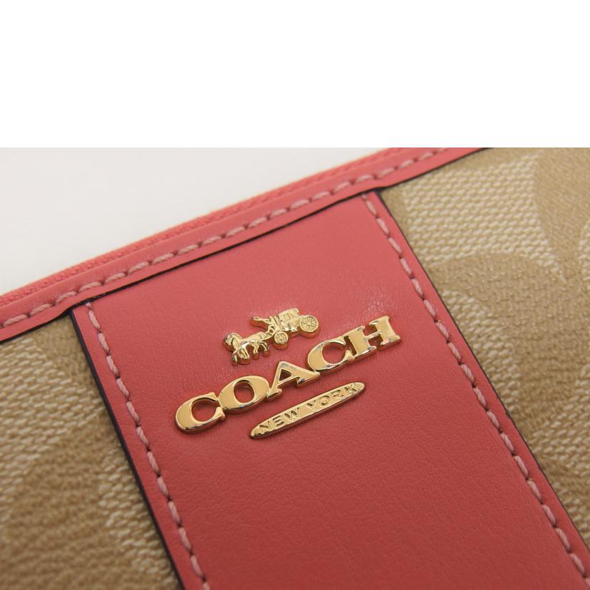 COACH コーチ/PVCシグネチャー/ラウンドファスナー長財布/ベージュ×ピンク/F54630//D18**/ABランク/04