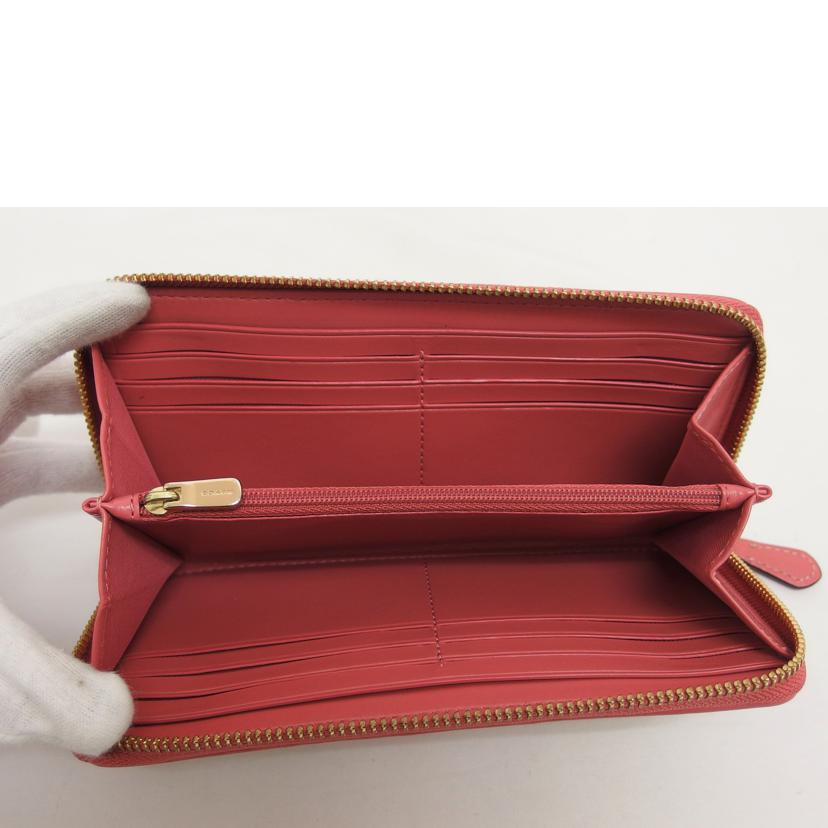 COACH コーチ/PVCシグネチャー/ラウンドファスナー長財布/ベージュ×ピンク/F54630//D18**/ABランク/04