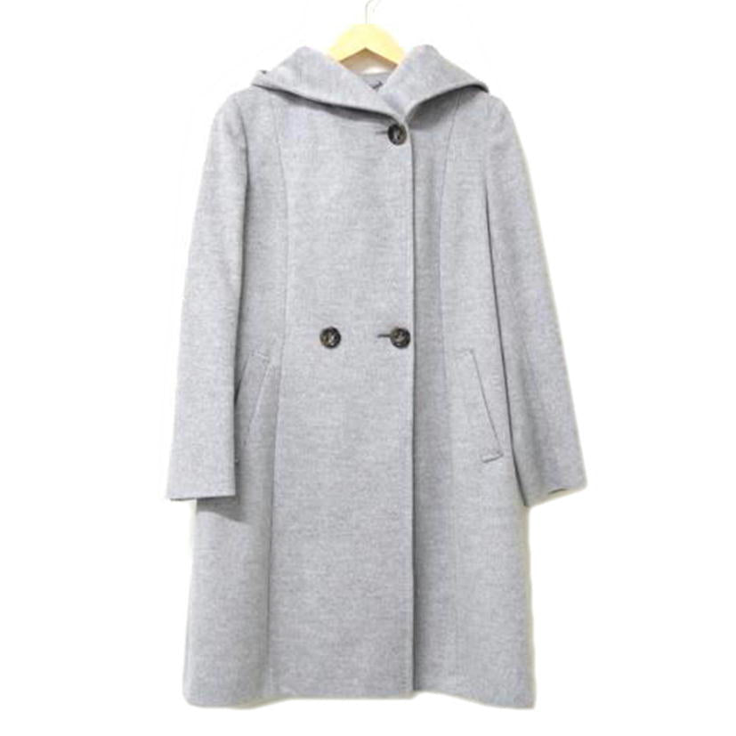 23区/23区 フーデッドロングウールコート グレー サイズ38/210-5//Aランク/83