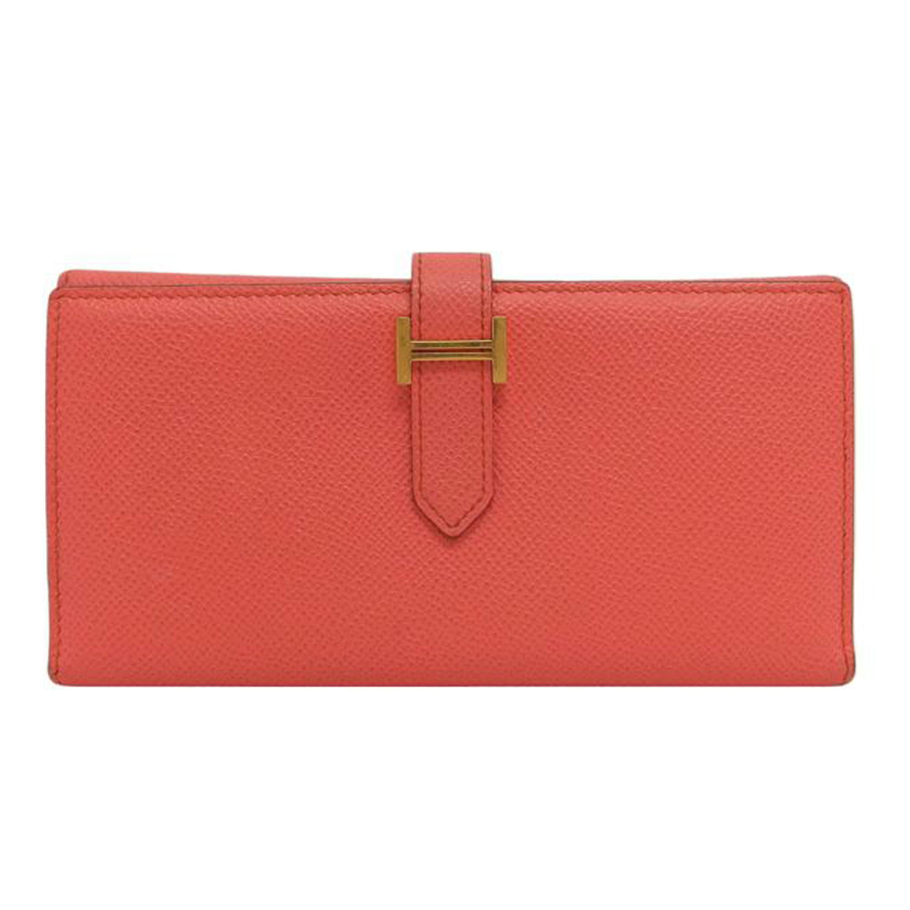 HERMES エルメス 長財布 ゴールド金具/ベアンデュプリ/ヴォーエプソン/三つ折り財布/ピンク系//□刻印****/Bランク/04