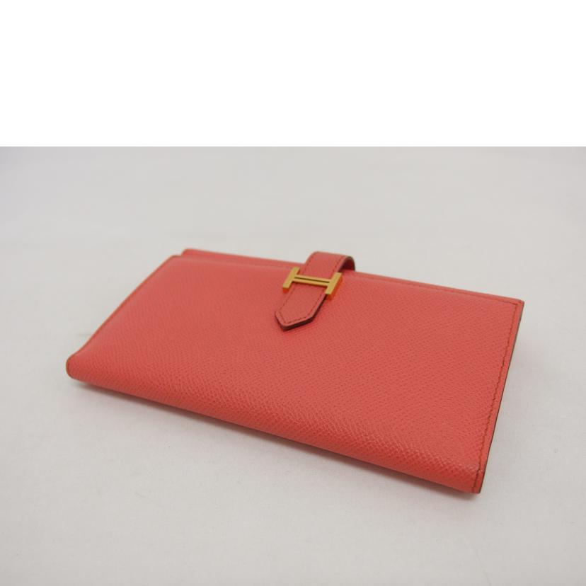 HERMES エルメス 長財布 ゴールド金具/ベアンデュプリ/ヴォーエプソン/三つ折り財布/ピンク系//□刻印****/Bランク/04