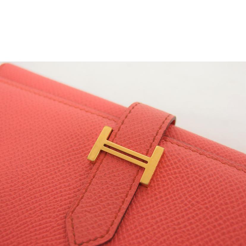 HERMES エルメス 長財布 ゴールド金具/ベアンデュプリ/ヴォーエプソン/三つ折り財布/ピンク系//□刻印****/Bランク/04