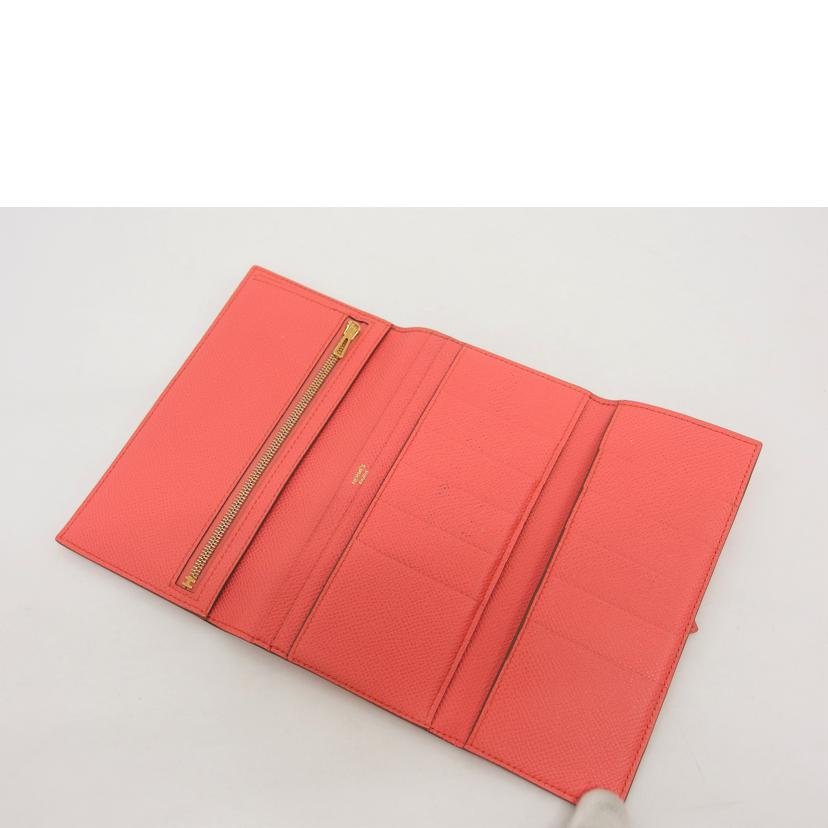 HERMES エルメス 長財布 ゴールド金具/ベアンデュプリ/ヴォーエプソン/三つ折り財布/ピンク系//□刻印****/Bランク/04