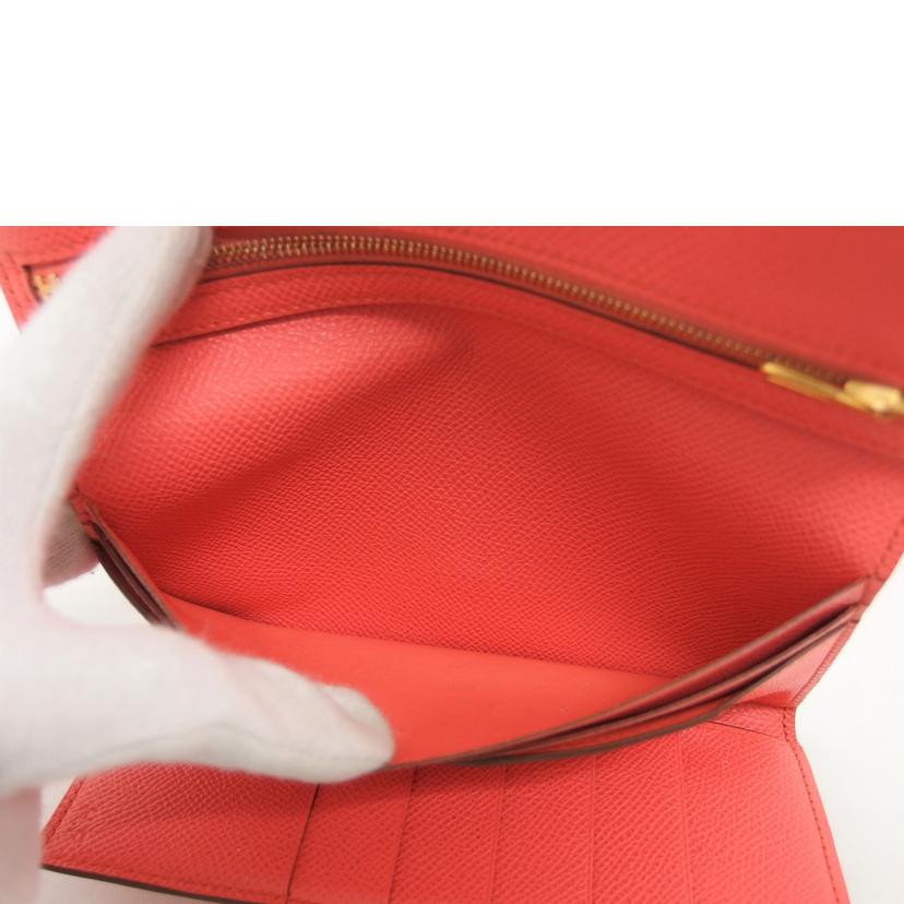 HERMES エルメス 長財布 ゴールド金具/ベアンデュプリ/ヴォーエプソン/三つ折り財布/ピンク系//□刻印****/Bランク/04