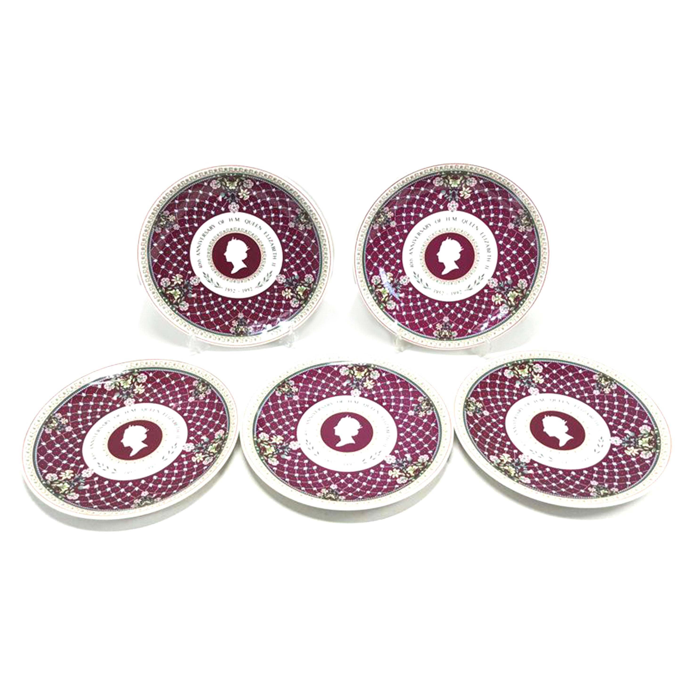 WEDGWOOD ウエッジウッド/クイーンエリザベスⅡ 40thAnniversary 1952-1992 プレート5枚セット//Bランク/51