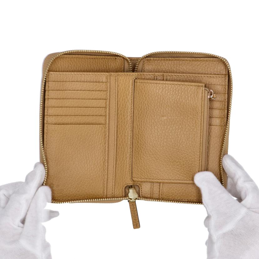 GUCCI グッチ/ラウンドファスナー 二つ折り財布 レザー/ベージュ/420113//525***/Aランク/01
