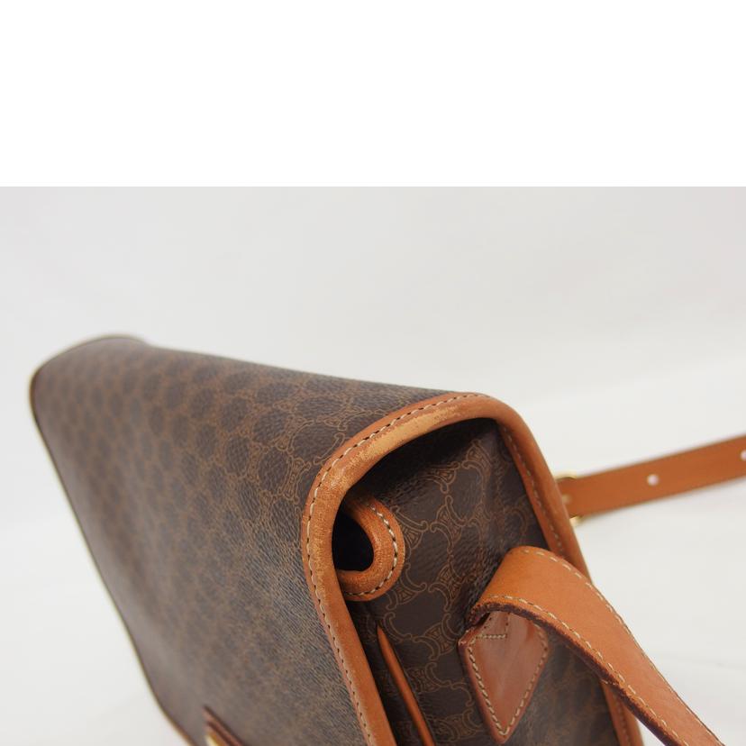 CELINE セリーヌ ヴィンテージ ゴールド金具 PVC レザー/マカダム柄ショルダーバッグ/ブラウン//M13/Bランク/04