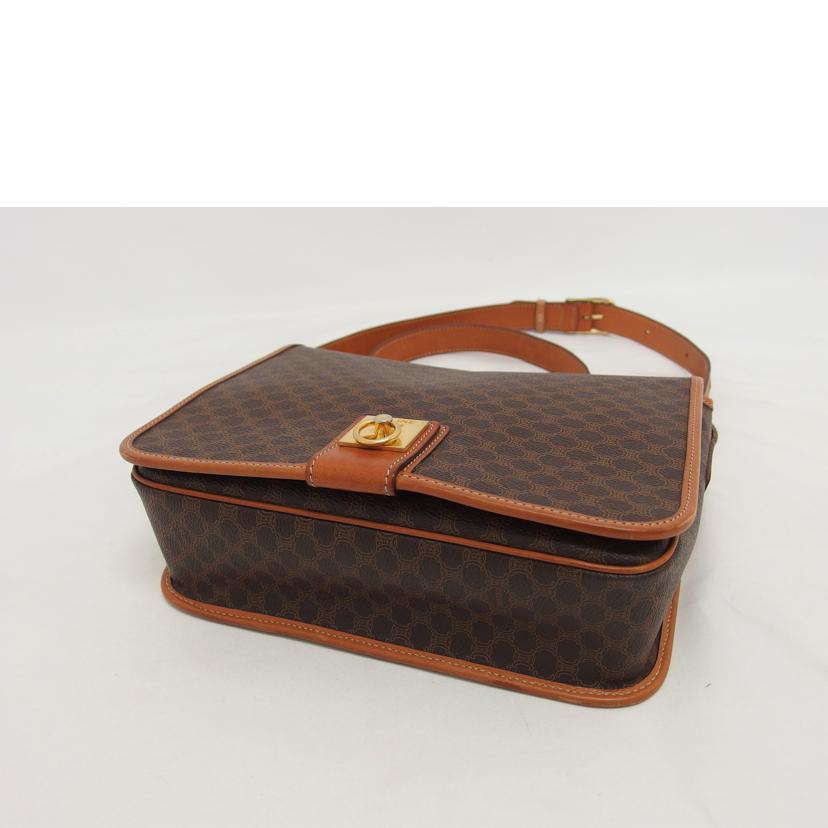 CELINE セリーヌ ヴィンテージ ゴールド金具 PVC レザー/マカダム柄ショルダーバッグ/ブラウン//M13/Bランク/04