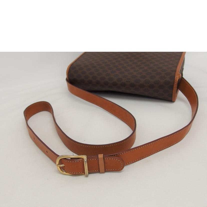 CELINE セリーヌ ヴィンテージ ゴールド金具 PVC レザー/マカダム柄ショルダーバッグ/ブラウン//M13/Bランク/04