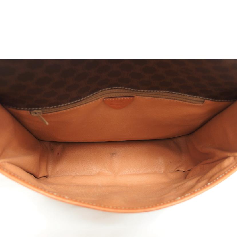 CELINE セリーヌ ヴィンテージ ゴールド金具 PVC レザー/マカダム柄ショルダーバッグ/ブラウン//M13/Bランク/04